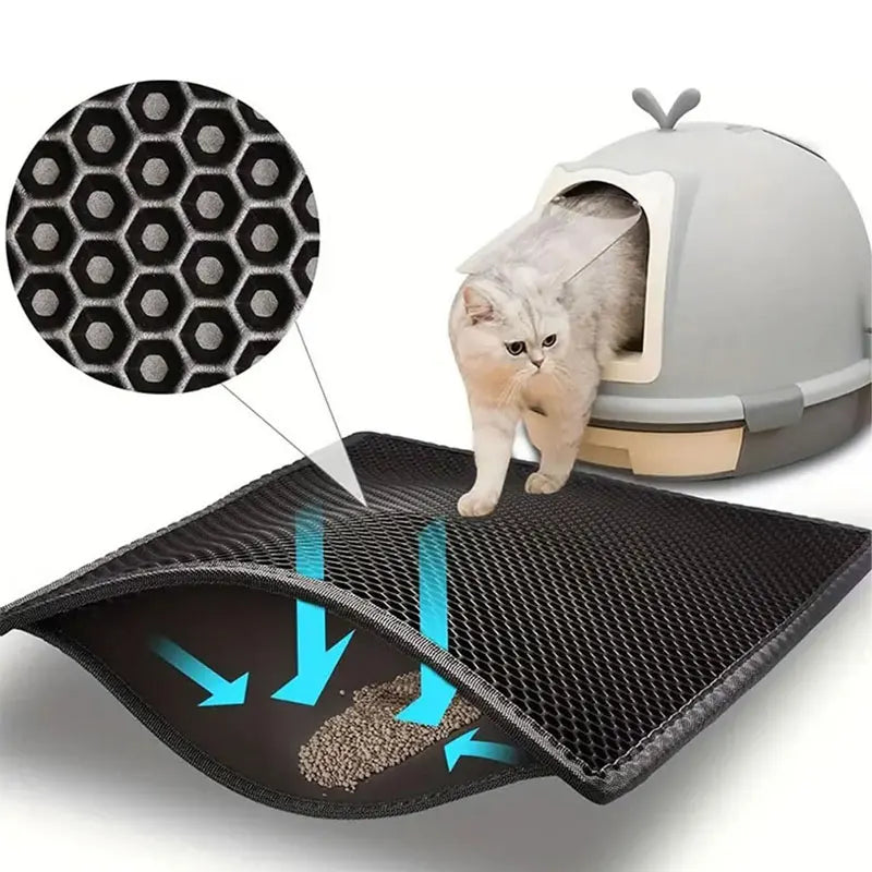 Waterproof Cat Litter Mat with Double Layer for Trapping Litter