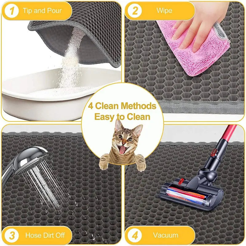 Waterproof Cat Litter Mat with Double Layer for Trapping Litter