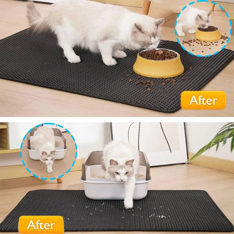 Waterproof Cat Litter Mat with Double Layer for Trapping Litter