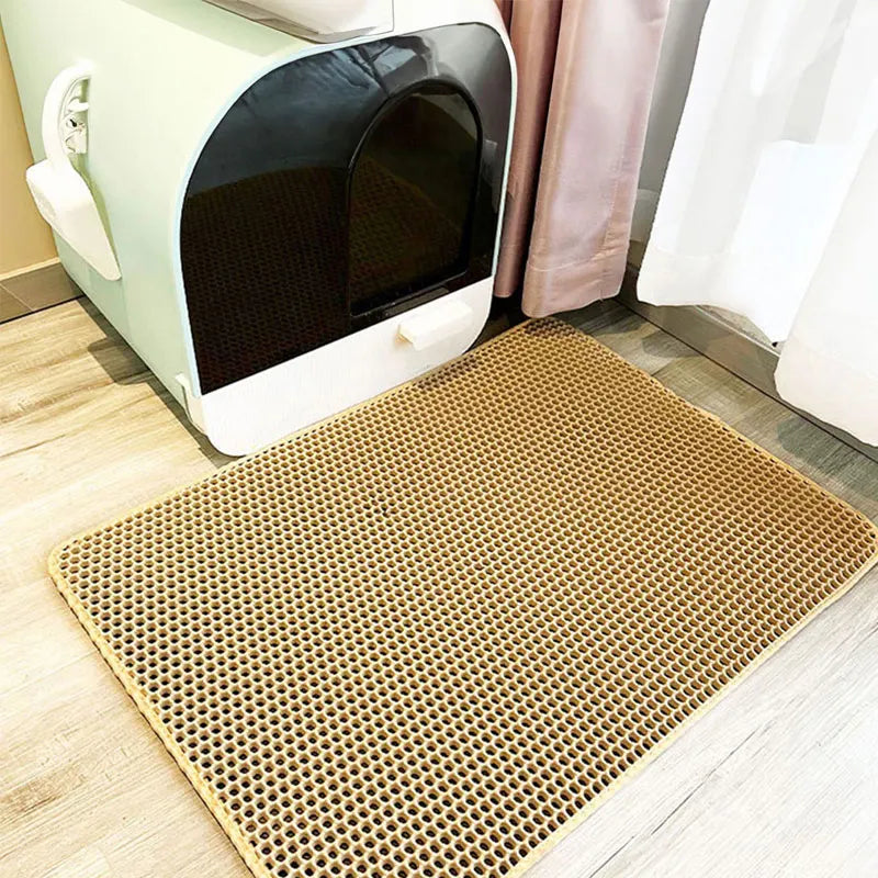 Waterproof Cat Litter Mat with Double Layer for Trapping Litter