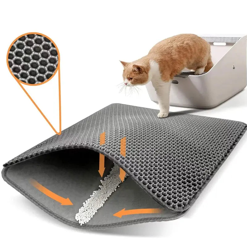 Waterproof Cat Litter Mat with Double Layer for Trapping Litter