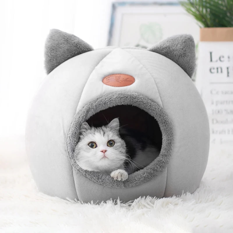 Cozy Winter Cat & Small Dog Bed: Tent, Cave, or Mat for Ultimate Comfort