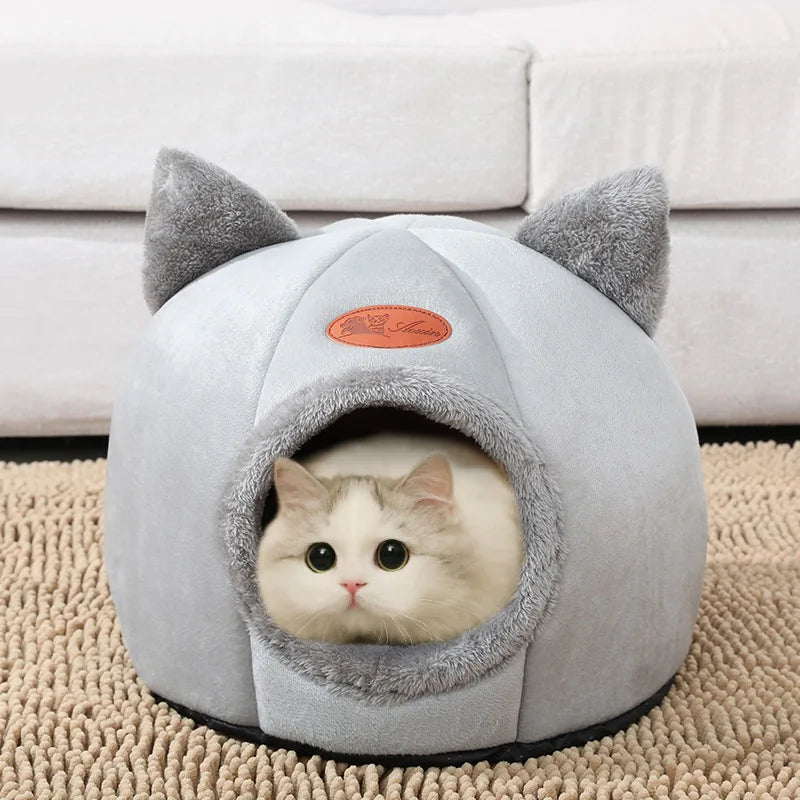 Cozy Winter Cat & Small Dog Bed: Tent, Cave, or Mat for Ultimate Comfort