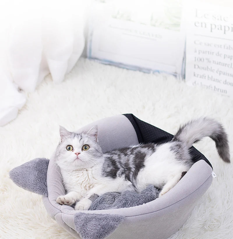 Cozy Winter Cat & Small Dog Bed: Tent, Cave, or Mat for Ultimate Comfort