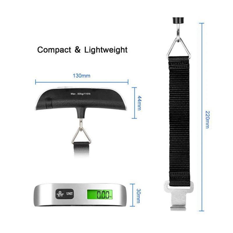 Portable Digital Luggage Scale with LCD Display, 110lb/50kg Capacity, Bag Weight Balance