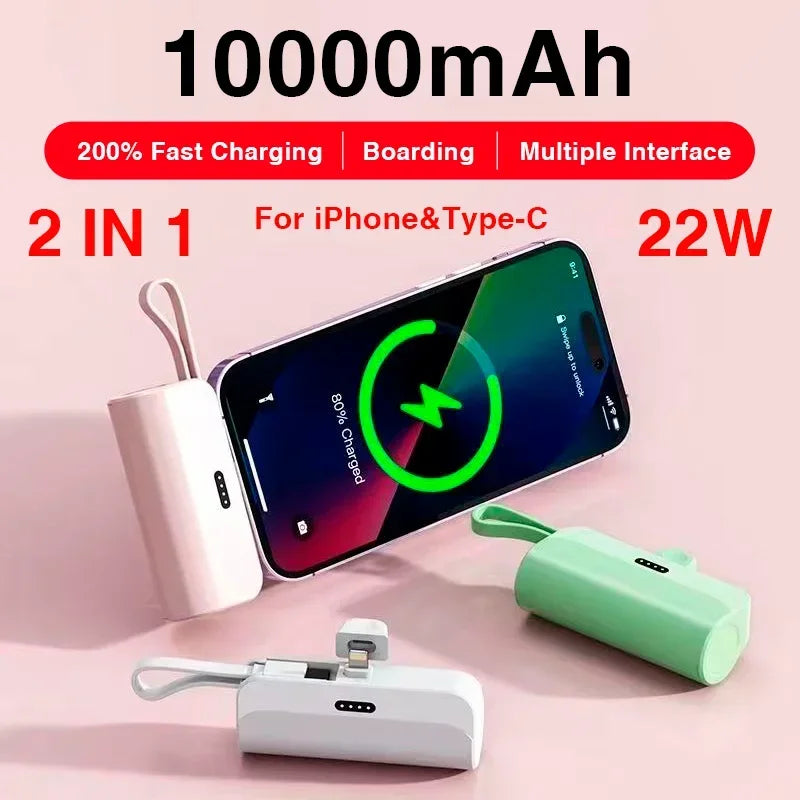 Mini Power Bank 2 in 1 with Fast Mobile Charging for iPhone, Samsung, and more