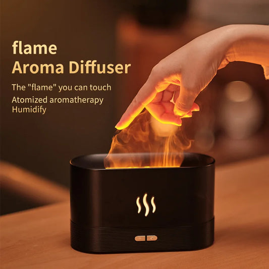 Portable Cool Mist LED Color-Changing USB Humidifier & Aroma Diffuser with Flame Effect