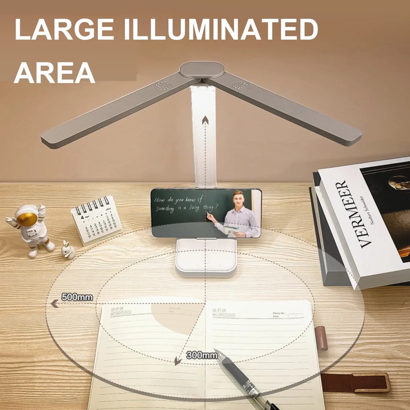 USB Rechargeable Foldable LED Desk Lamp with 3-Level Dimming and Touch Control For Bedroom Bedside Desk