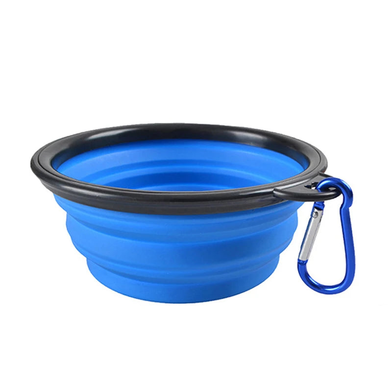 Portable 2-in-1 Silicone Dog Feeder Bowl with Carabiner – Travel Food & Water Dispenser for Dogs & Cats