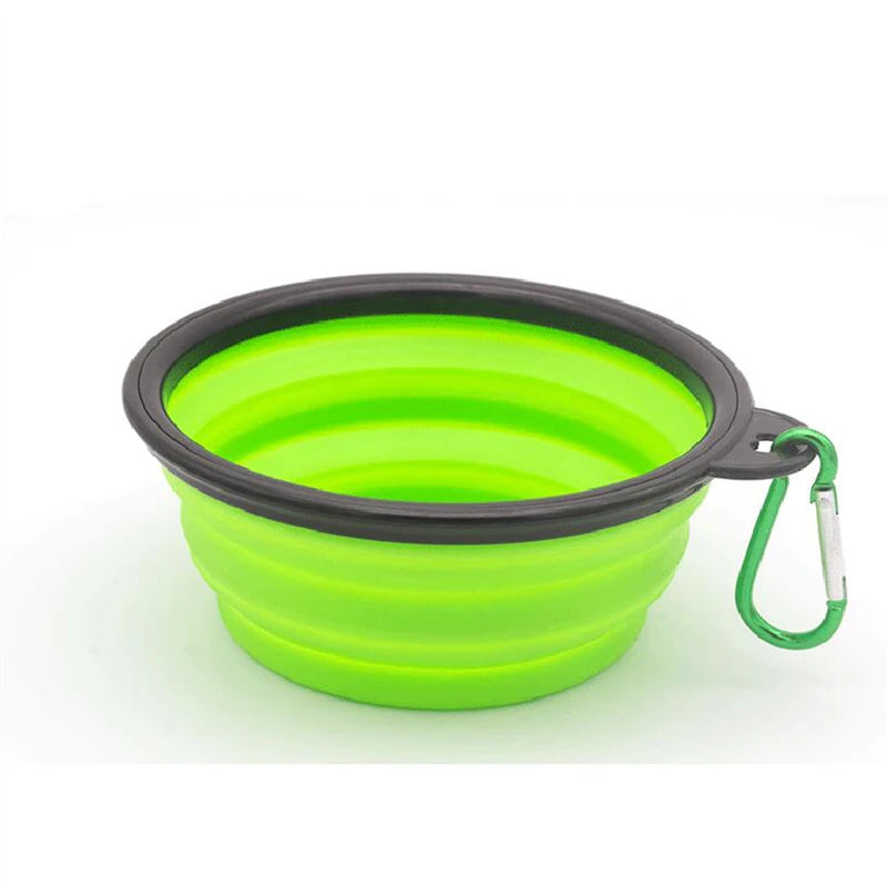 Portable 2-in-1 Silicone Dog Feeder Bowl with Carabiner – Travel Food & Water Dispenser for Dogs & Cats