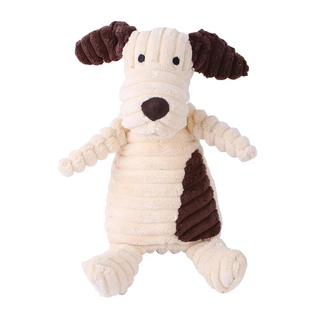 Durable Corduroy Animal Plush Dog Toys – Bite-Resistant Squeaky Toys for Small & Large Dogs, Perfect for Training & Play