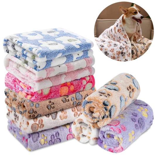 Soft & Fluffy Pet Blanket Mat – Cute Paw/Elephant Patterns, Warm & Cozy Travel Bed for Cats & Dogs