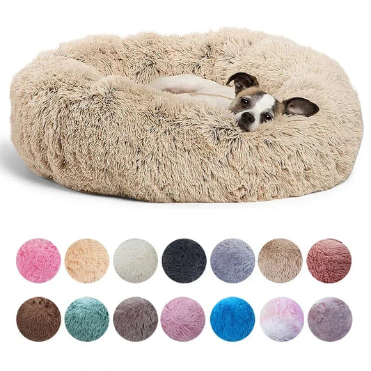 Round Pet Bed – Super Soft Plush Dog & Cat Bed for Medium to Large Pets, Warm and Cozy for Winter Sleeping