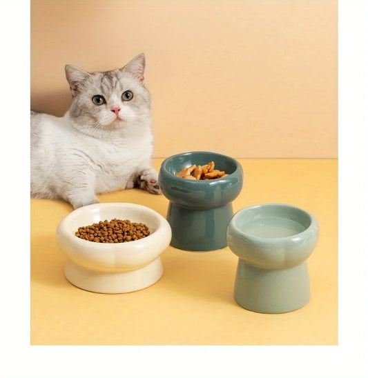 Raised Ceramic Pet Bowl for Cats and Small Dogs