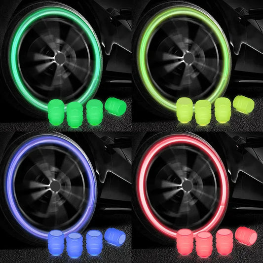 8pcs Fluorescent Luminous Valve Caps for Car, Motorcycle, and Bicycle Wheels