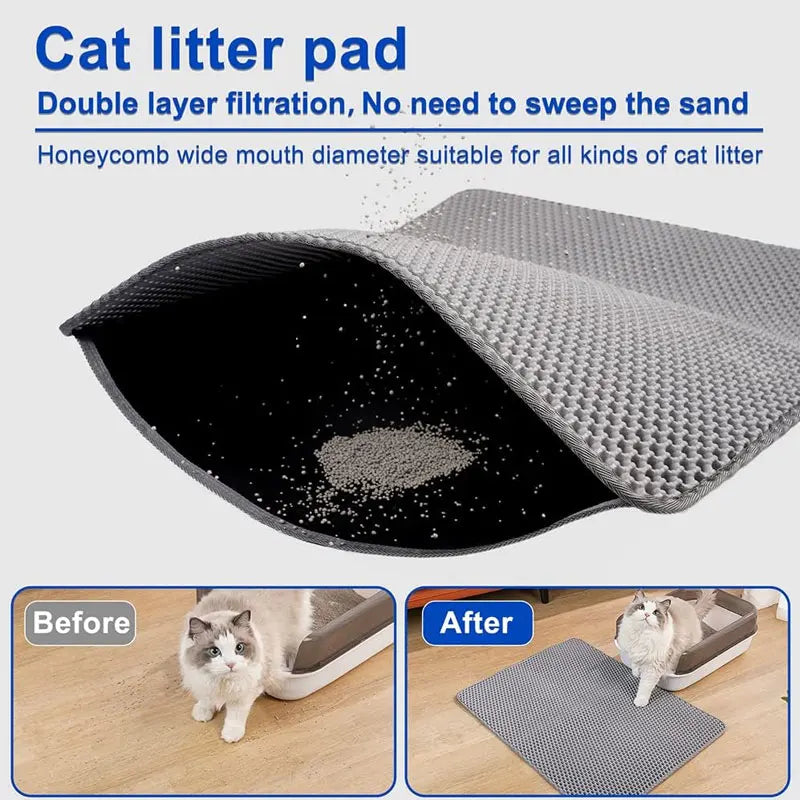 Waterproof Cat Litter Mat with Double Layer for Trapping Litter