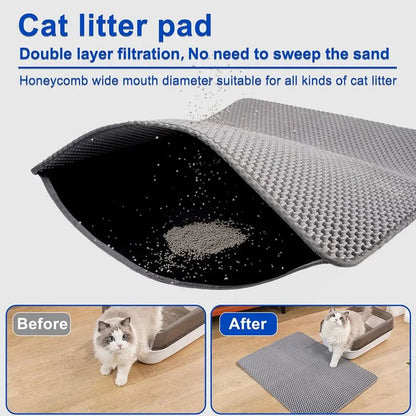 Waterproof Cat Litter Mat with Double Layer for Trapping Litter