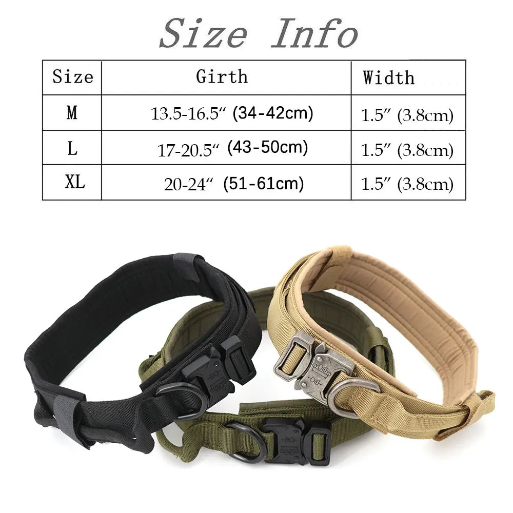 Heavy-Duty Tactical Dog Collar with Handle – Durable Training & Walking Collar with Patch for Medium and Large Dogs