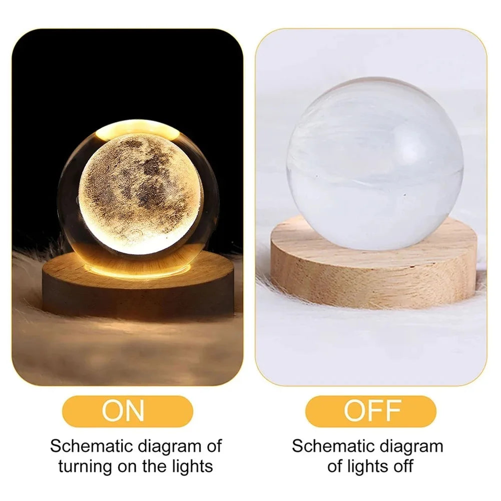 Unique 3D Crystal Ball Lamp with Galaxy and Planetary Projections USB Night Light