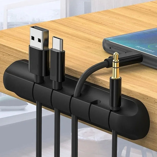 Desktop Cable Holder & Organizer with Self-Adhesive Back for Desks and Car