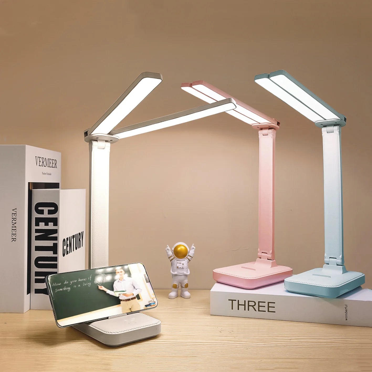 USB Rechargeable Foldable LED Desk Lamp with 3-Level Dimming and Touch Control For Bedroom Bedside Desk