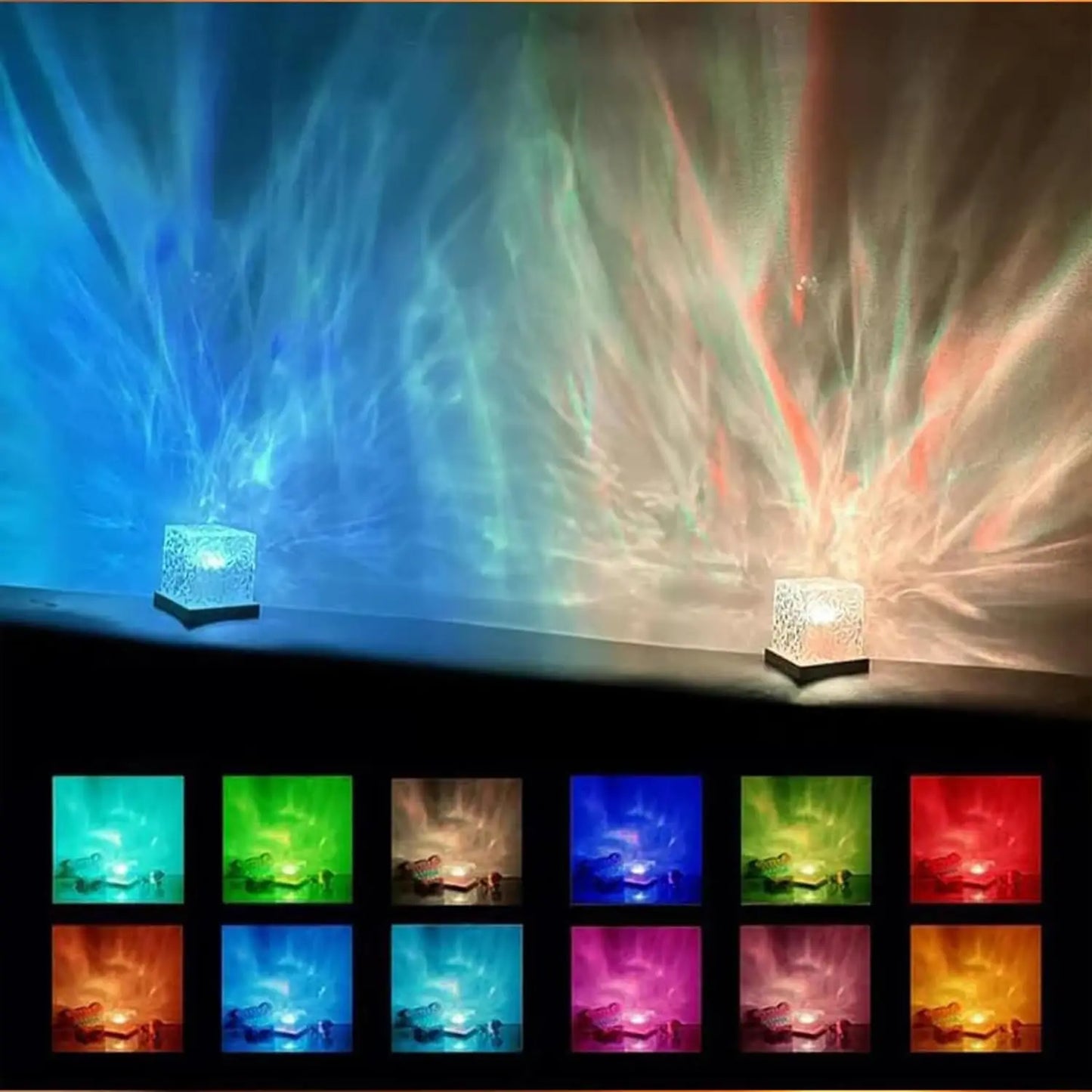 Ocean Wave Projector Light 16 Colors Midnight Aura Aurora Glow Lamp Underwater Projector Night Light