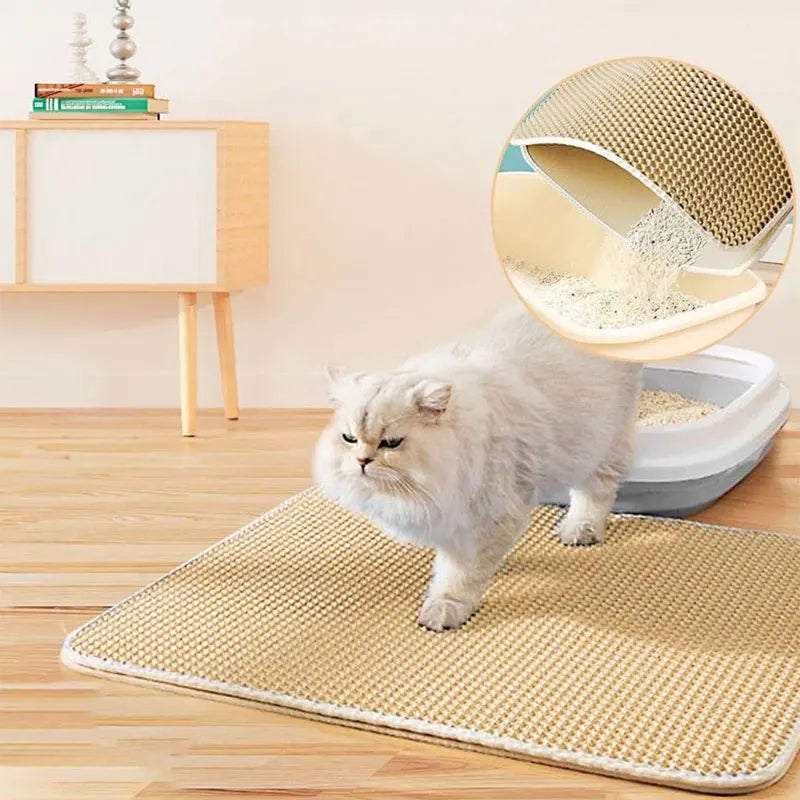 Waterproof Cat Litter Mat with Double Layer for Trapping Litter