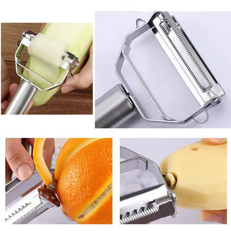 Multifunctional 4 in 1 Kitchen Peeler Vegetable Fruit Peeler Stainless Steel Durable Potato Slicer Household Shredder Carrot Peeler