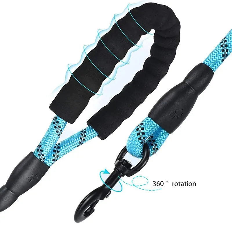 Reflective Nylon Dog Leash – Durable, Tangle-Free Design for Safe Walking Without Strangulation