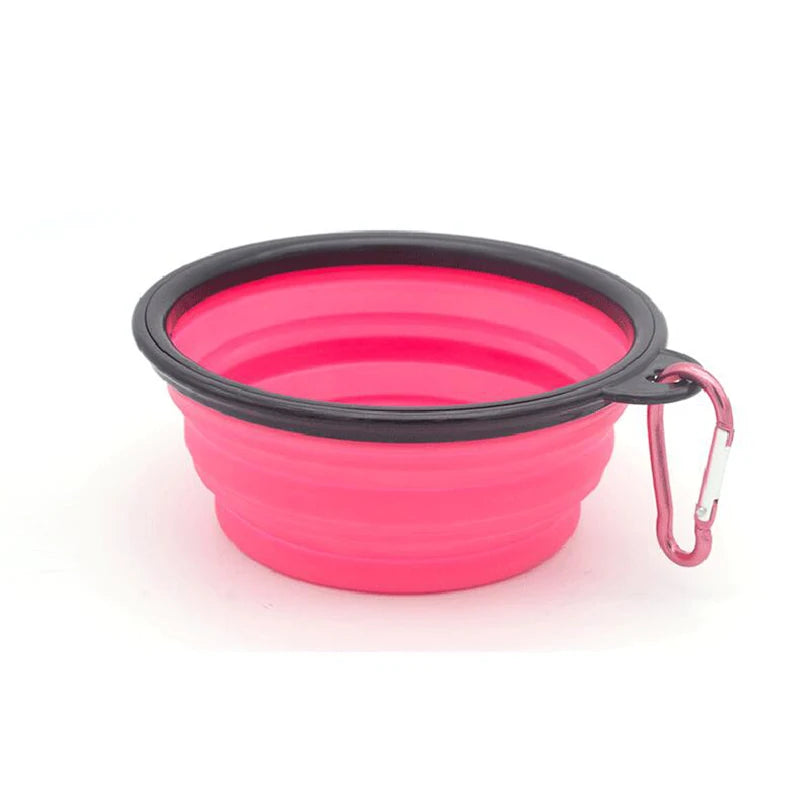 Portable 2-in-1 Silicone Dog Feeder Bowl with Carabiner – Travel Food & Water Dispenser for Dogs & Cats