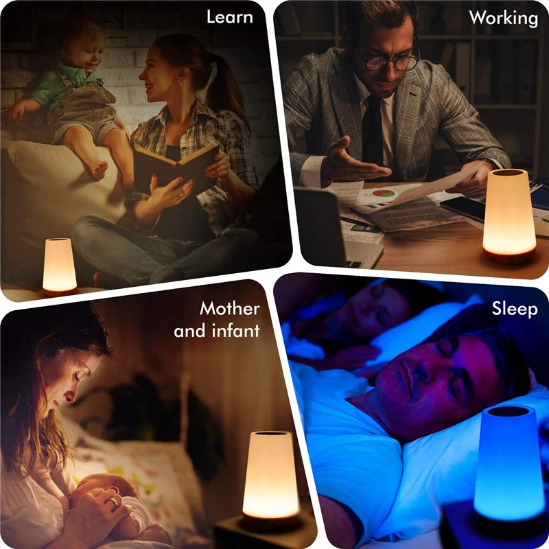 13-Color Changing RGB Touch Dimmable Lamp with Remote, USB Rechargeable Bedside Light