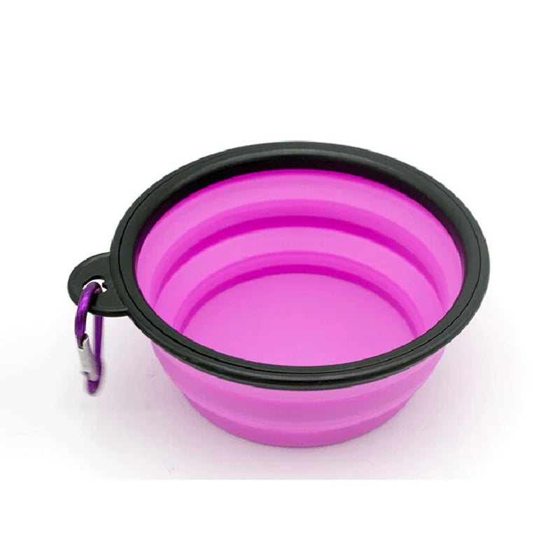 Portable 2-in-1 Silicone Dog Feeder Bowl with Carabiner – Travel Food & Water Dispenser for Dogs & Cats