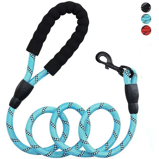 Reflective Nylon Dog Leash – Durable, Tangle-Free Design for Safe Walking Without Strangulation