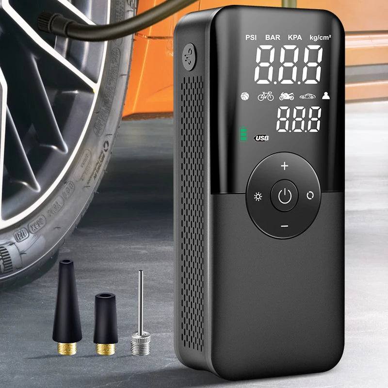 Rechargeable Portable Digital Air Pump Tire Inflator for Cars, Motorcycles, Bikes, and Ball